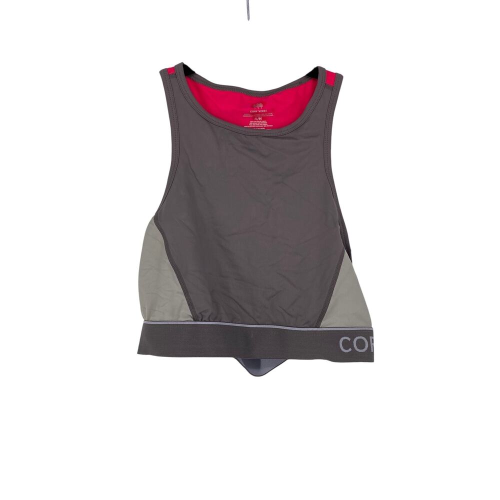 Cory Vines Sports Bra Womens Size Medium Racerback Gray Pink Unlined NEW